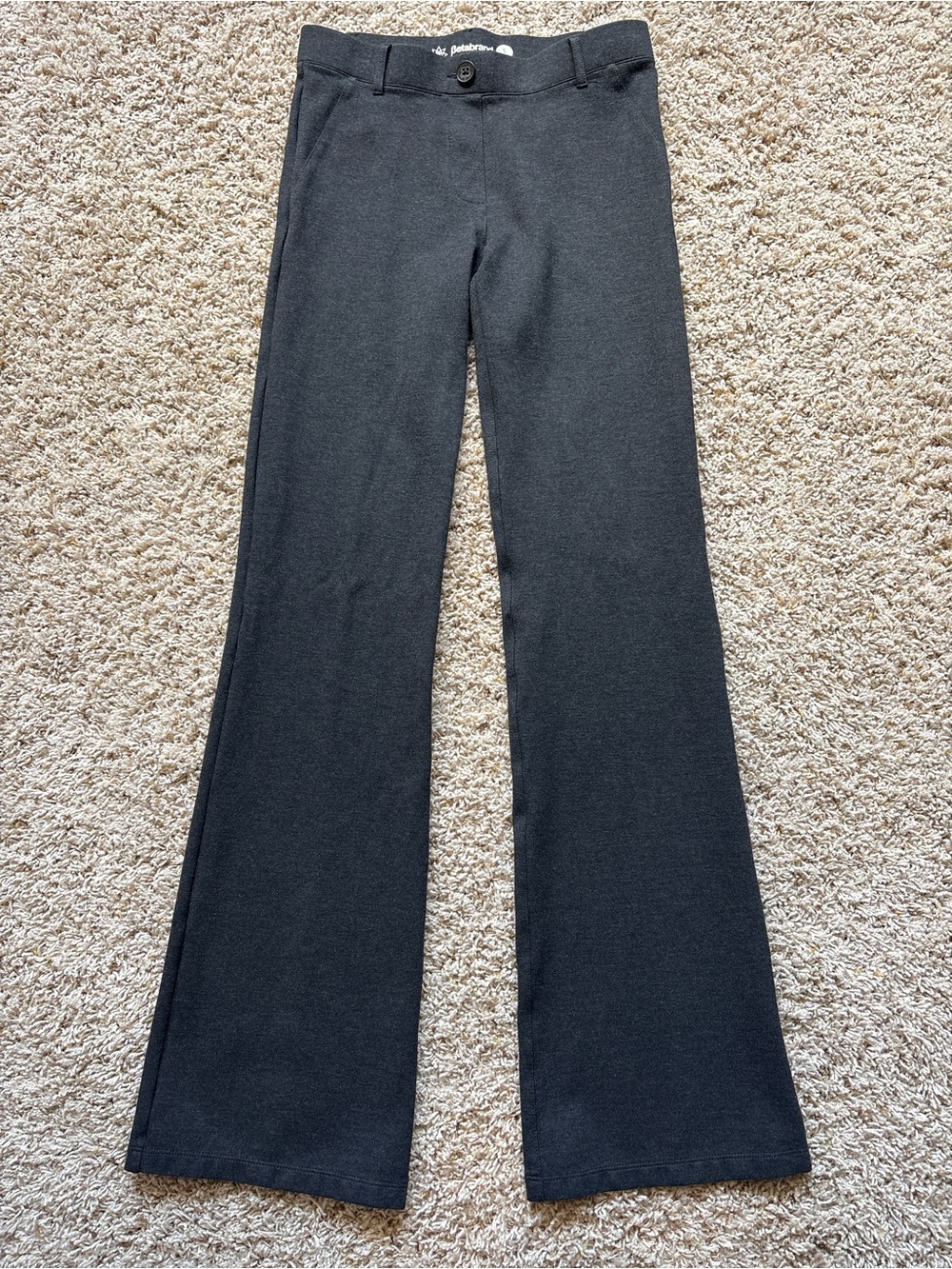 BETABRAND Dress Pant Yoga Pants Bootcut Ponte Stretch Pull-On Charcoal Sz S Long